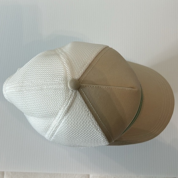Callaway Hat Cap Snap Back Mens Beige Green Stripe Mesh Trucker EUC - Picture 5 of 8